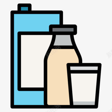 牛奶饮料49线性颜色图标图标
