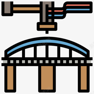 网桥3d打印50线性颜色图标图标