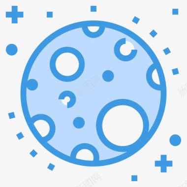 月亮太空和星系1蓝色图标图标