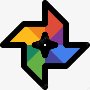 谷歌照片社交标志1线颜色图标图标