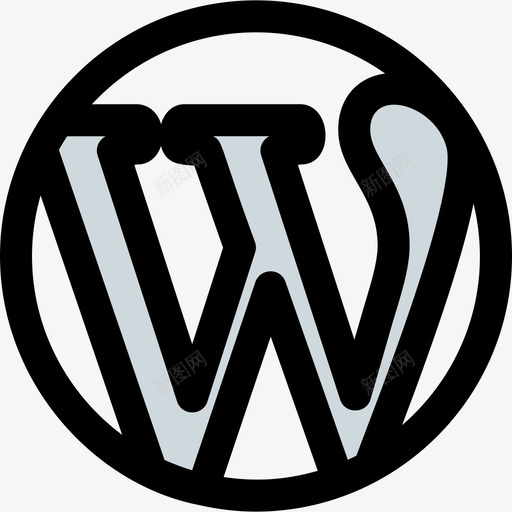 Wordpress社交标志1线性颜色图标svg_新图网 https://ixintu.com Wordpress 标志 社交 线性 颜色