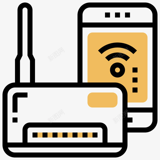 Wifi网络技术9黄色阴影图标svg_新图网 https://ixintu.com Wifi 网络技术 阴影 黄色