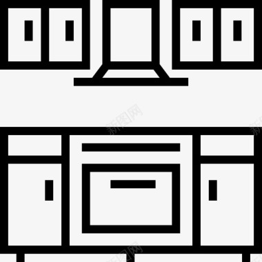 厨房家用家具13线性图标图标