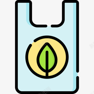 再生塑料袋可持续能源43线性颜色图标图标