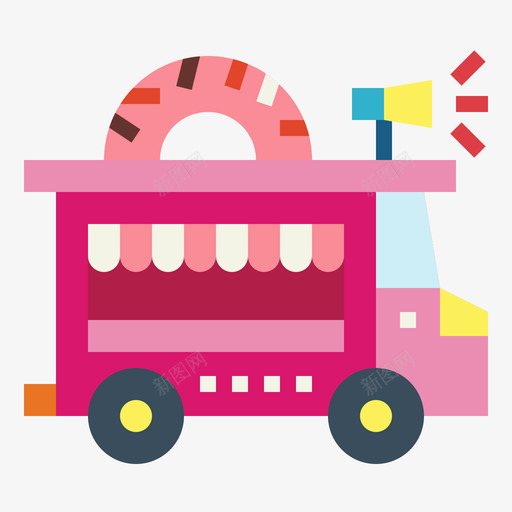 甜甜圈卡车6号食品车平板车图标svg_新图网 https://ixintu.com 6号 卡车 平板车 甜甜圈 食品