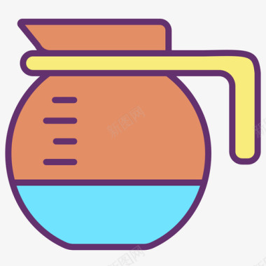 咖啡壶咖啡图标4线性颜色图标