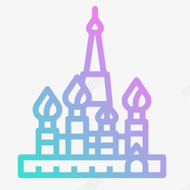 俄罗斯圣巴兹尔大教堂20渐变图标图标