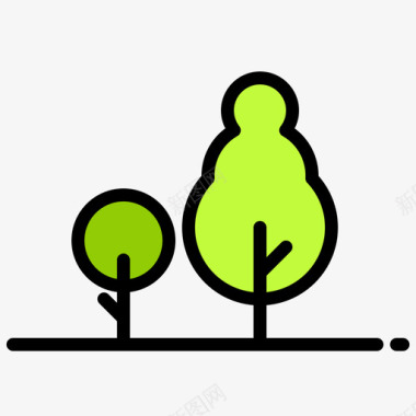树绿色能量1线性颜色图标图标