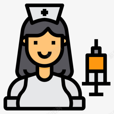护士生活方式化身4线性颜色图标图标