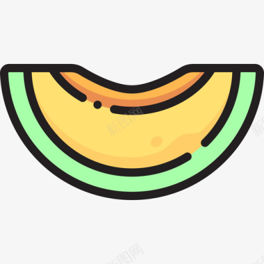 甜瓜果实18线形颜色图标图标