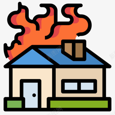 火灾保险103线性颜色图标图标
