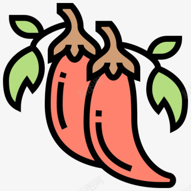 辣椒蔬菜7原色图标图标