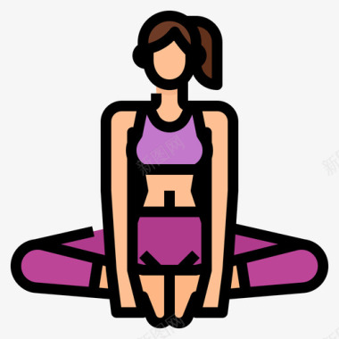 瑜伽瑜伽姿势12套线条颜色图标图标