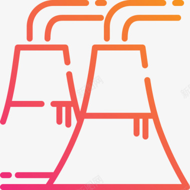 核电站能源和电力7线性梯度图标图标