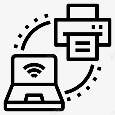 打印机计算机技术20线性图标图标