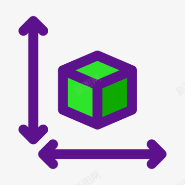 立方体三维形状线颜色图标图标