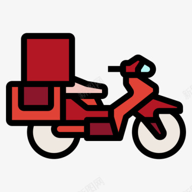 摩托车运输164线性颜色图标图标