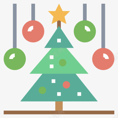 圣诞树基督教4扁平图标图标