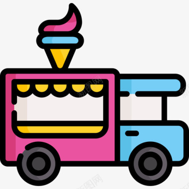 食品车运输180线性颜色图标图标