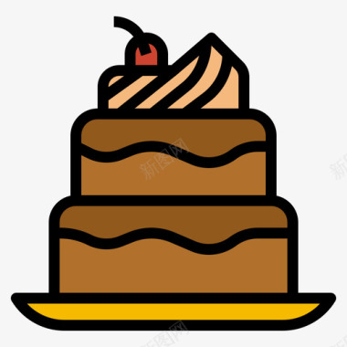 蛋糕面包房150线性颜色图标图标