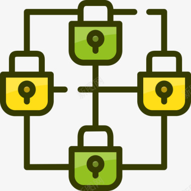 区块链比特币3线性颜色图标图标