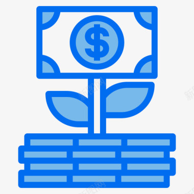 货币增长银行和金融41蓝色图标图标