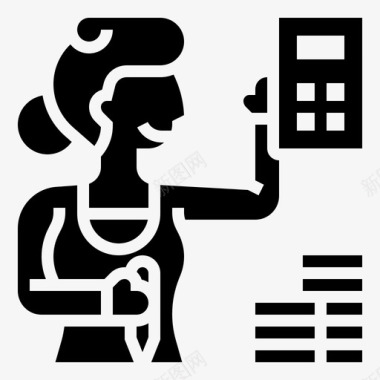 会计职业女性2字形图标图标