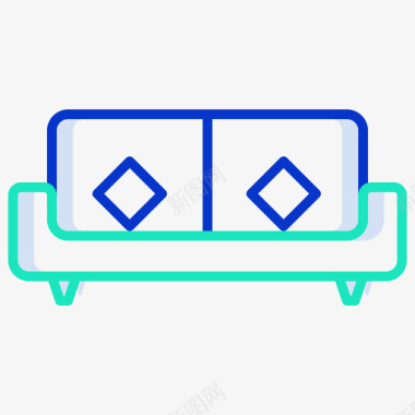 沙发床家具装饰3轮廓颜色图标图标