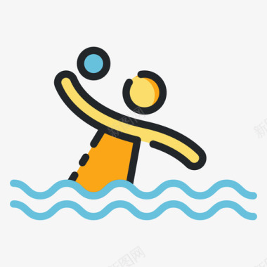 水球游泳16线颜色图标图标