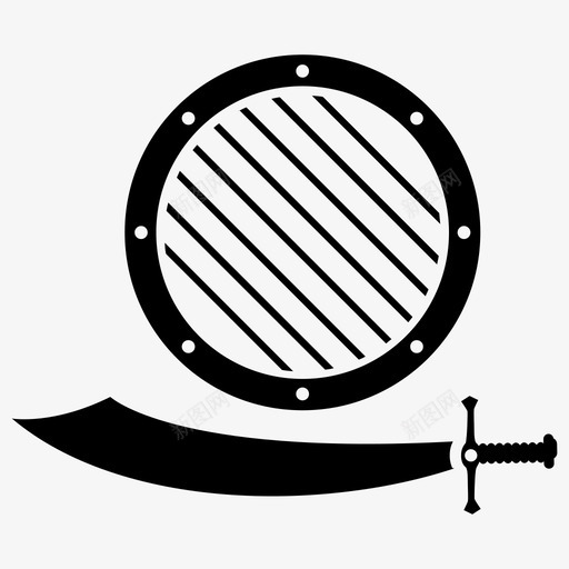 剑盾战斗装备海盗剑图标svg_新图网 https://ixintu.com 剑盾 图标 工具 带盾剑 战争 战斗 海盗 装备 雕文