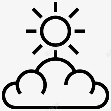 太阳246号天气线性图标图标