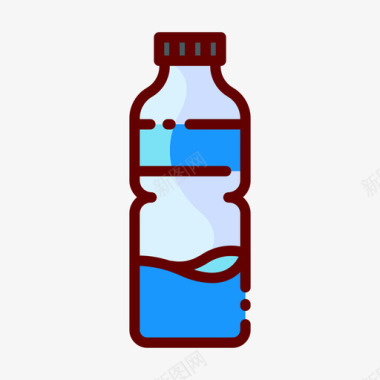 水瓶waterpark7线性颜色图标图标