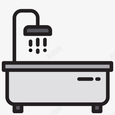 浴缸家用设备15线性颜色图标图标
