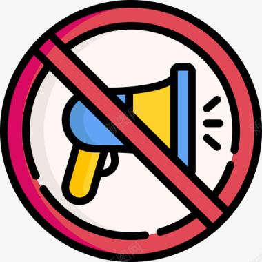 禁止喊叫游泳池规则7直线颜色图标图标