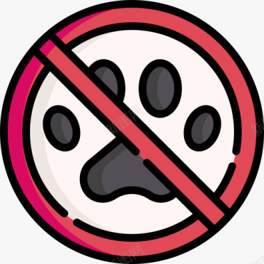 禁止携带宠物游泳池规则7线性颜色图标图标