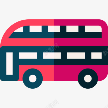 双层巴士公共交通26扁平图标图标