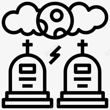 墓地葬礼30直系图标图标