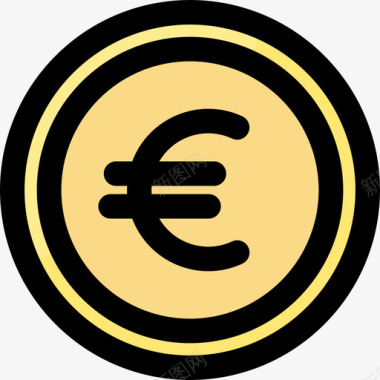 硬币支付金融1线颜色图标图标