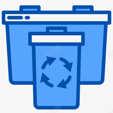 垃圾箱绿色能源蓝色图标图标