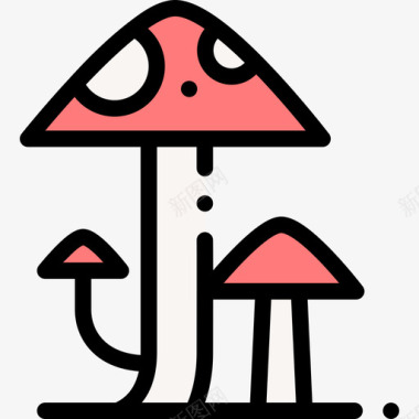 蘑菇秋季自然21线形颜色图标图标
