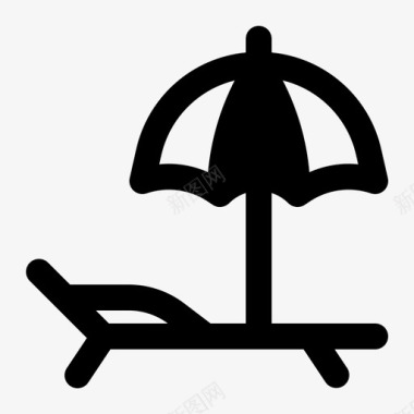 海滩躺椅夏季图标图标