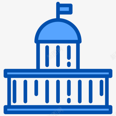 国会大厦政治6号蓝色图标图标