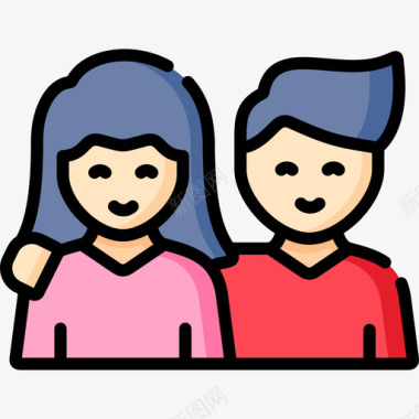 夫妻人际关系和情感25线性颜色图标图标