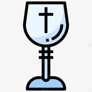 高脚杯基督教3线形颜色图标图标