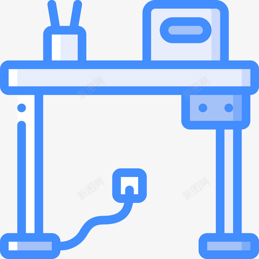 办公桌办公家具1蓝色图标svg_新图网 https://ixintu.com 办公 办公桌 家具 蓝色