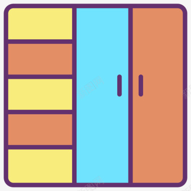 衣柜家具装饰4线性颜色图标图标