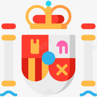 盾徽西班牙5扁平图标图标