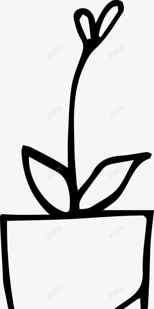 手绘花盆手绘手绘植物图标svg_新图网 https://ixintu.com 手绘 植物 花盆