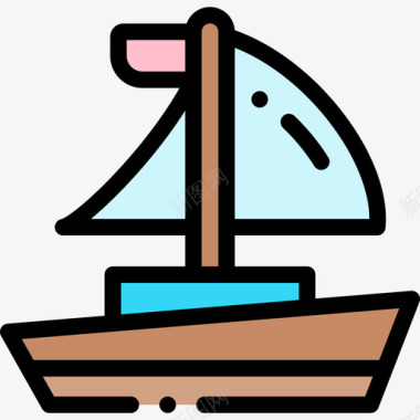 帆船热带46线型颜色图标图标