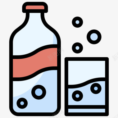 起泡水饮料39线性颜色图标图标
